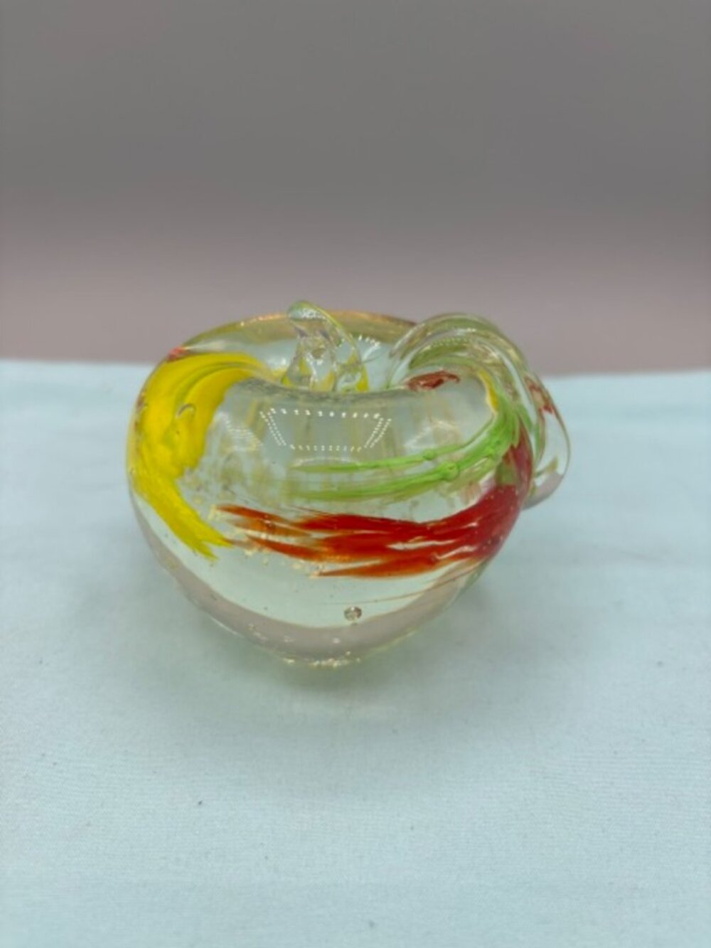 Hand Blown Glass Apple Paperweight